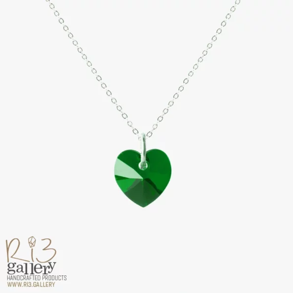 گردنبند نقره زنانه سواروسکی قلب سبز