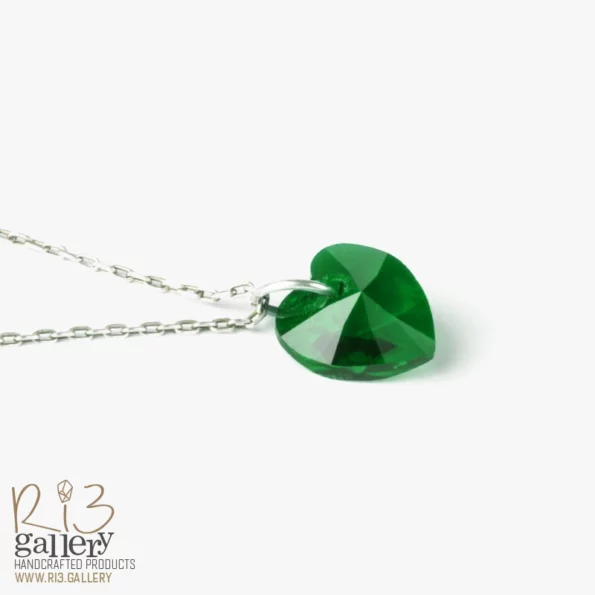 گردنبند نقره زنانه سواروسکی قلب سبز