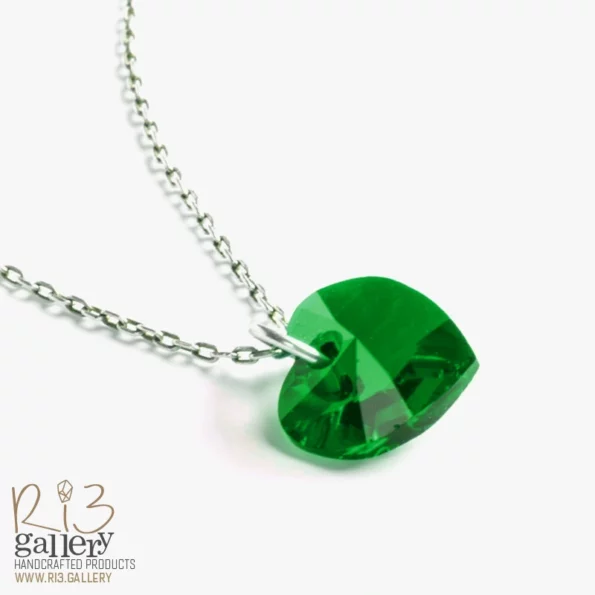 گردنبند نقره زنانه سواروسکی قلب سبز