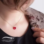 گردنبند نقره زنانه سواروسکی قلب قرمز