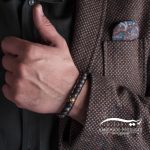 مدل دستبند چرم مردانه گوی طلایی