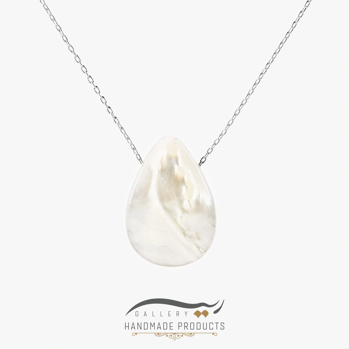 گردنبند نقره زنانه صدفی طرح اشک