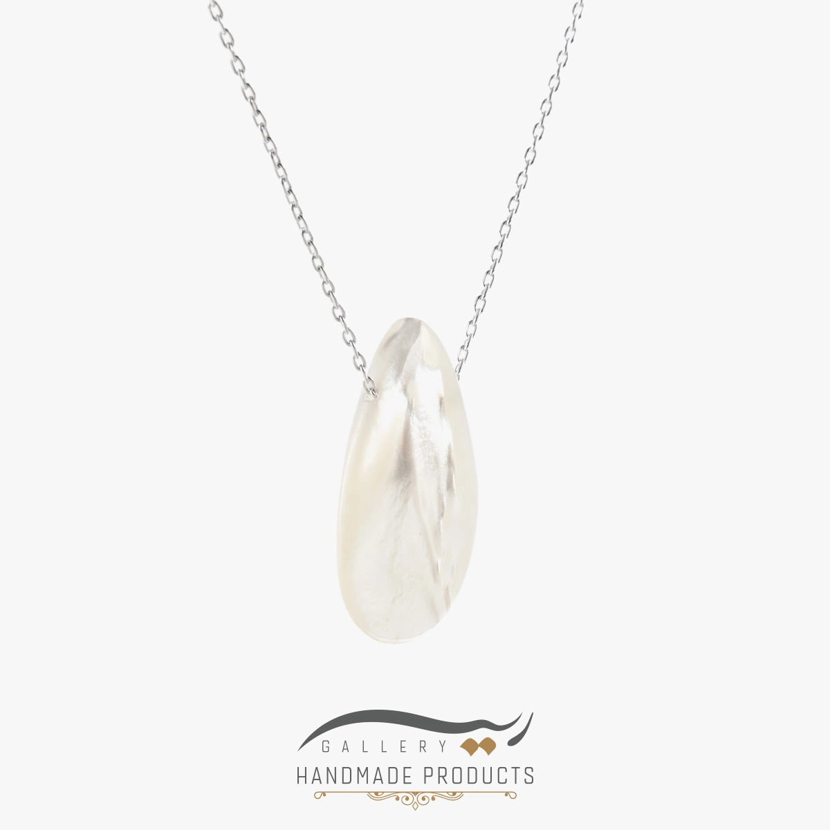 گردنبند نقره زنانه صدفی طرح اشک