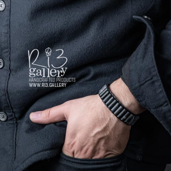 دستبند مردانه چرمی عقیق مات ریسه گالری خرید انلاین