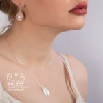 گردنبند نقره زنانه صدفی طرح اشک