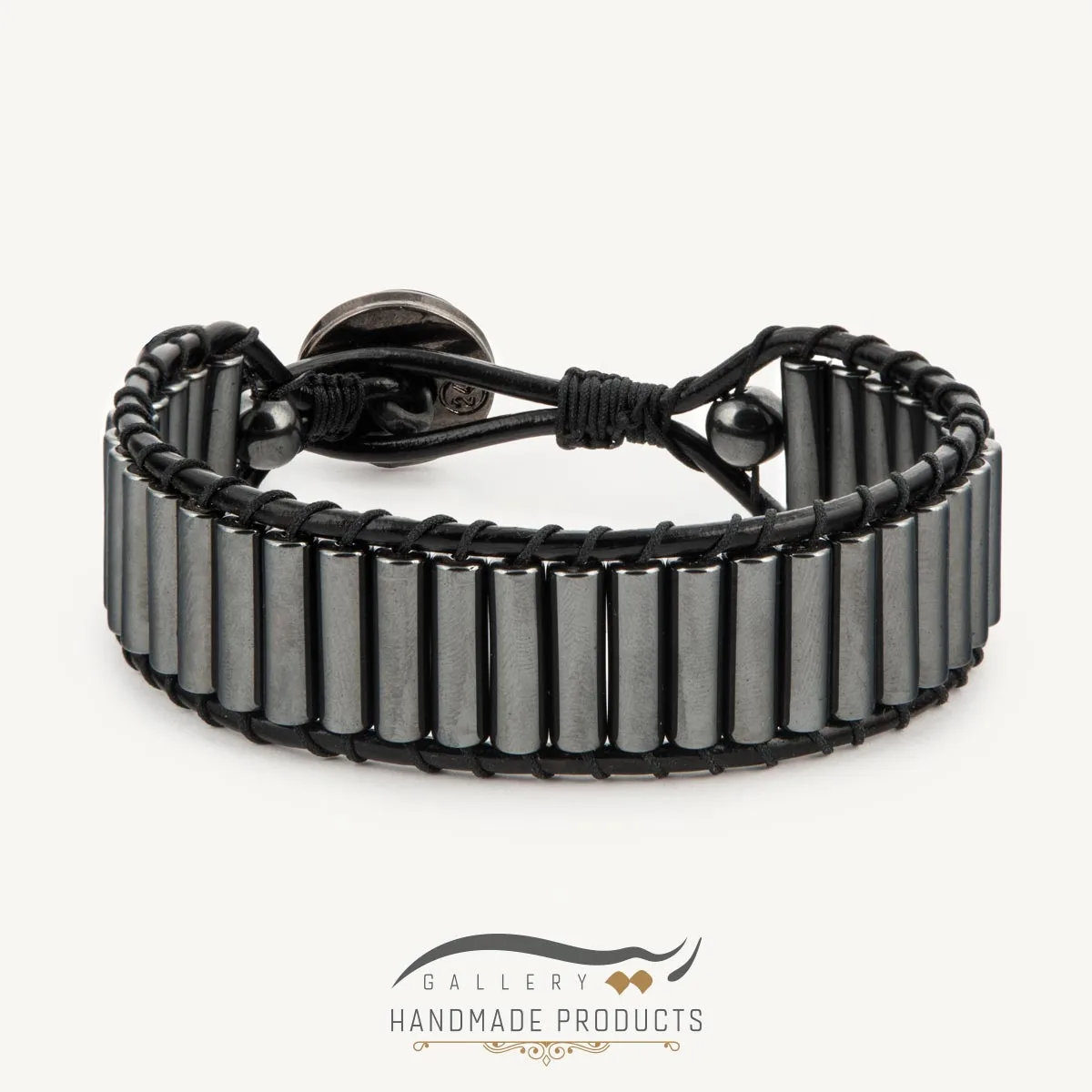 دستبند چرم مردانه حدید لوله‌ای