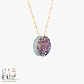 گردنبند طلا زنانه طرح ژئود مولتی‌کالر