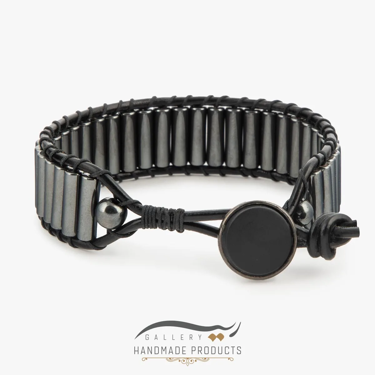 دستبند چرم مردانه حدید لوله‌ای