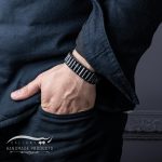 دستبند مردانه چرمی عقیق و حدید