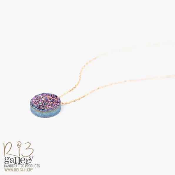 گردنبند طلا زنانه طرح ژئود مولتی‌کالر