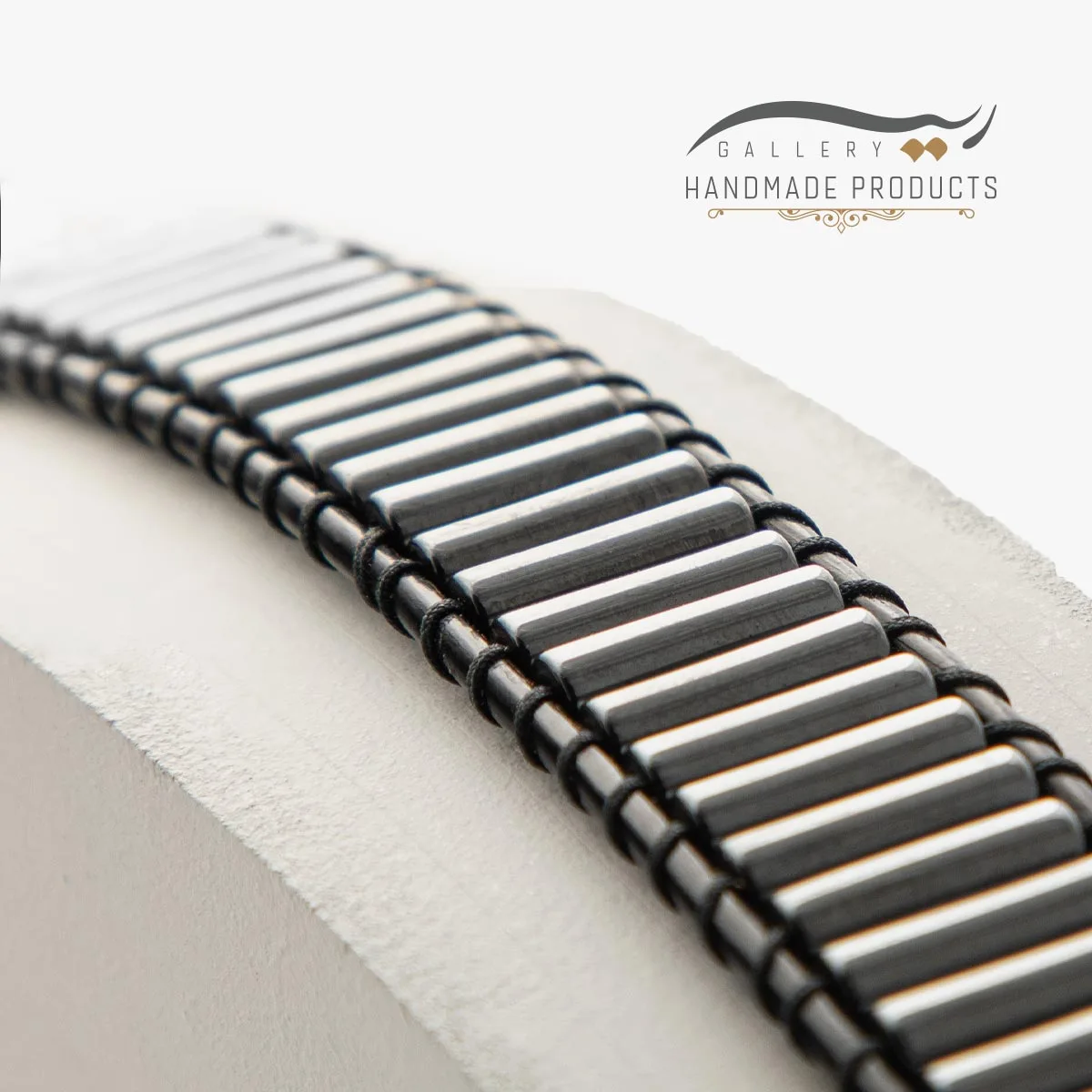 دستبند چرم مردانه حدید لولهای