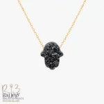 گردنبند طلا زنانه طرح ژئود مشکی