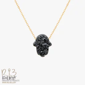 گردنبند طلا زنانه طرح ژئود مشکی