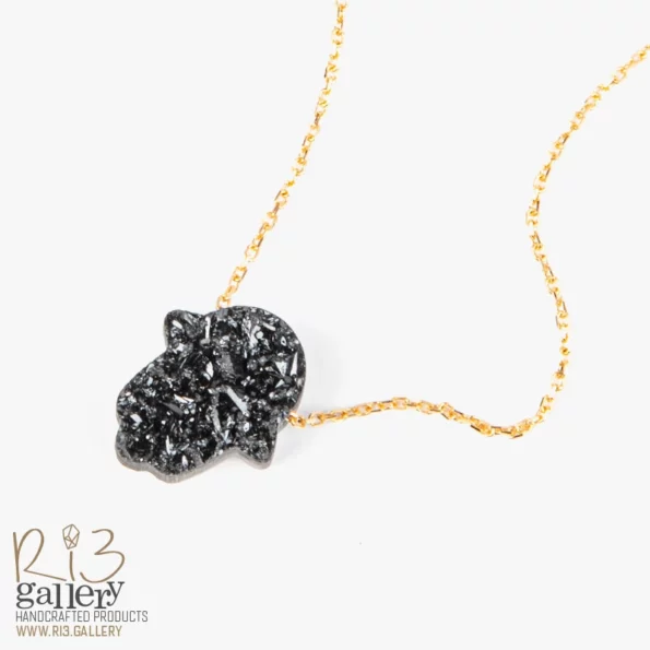 گردنبند طلا زنانه طرح ژئود مشکی
