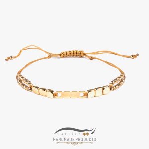 دستبند طلا زنانه طرح سنگ مکعبی