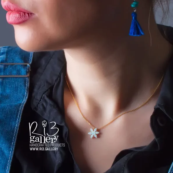 گردنبند طلا زنانه برف اوپال سفید