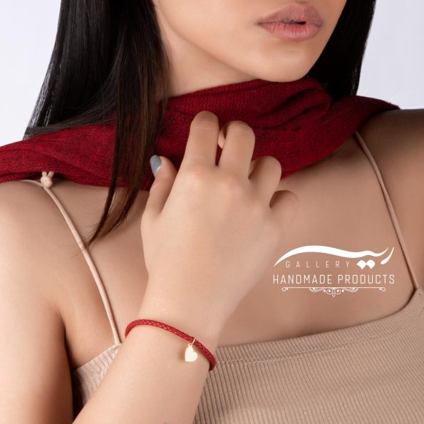 مدل دستبند طلا زنانه چرمی قلب