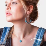 گردنبند نقره زنانه اوپال قلب سبزآبی