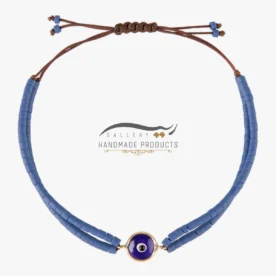 دستبند طلا زنانه چشم نظر (ساخته شده از طلا و سنگ افغان)