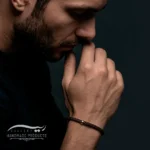 دستبند طلا مردانه چرمی بانجی