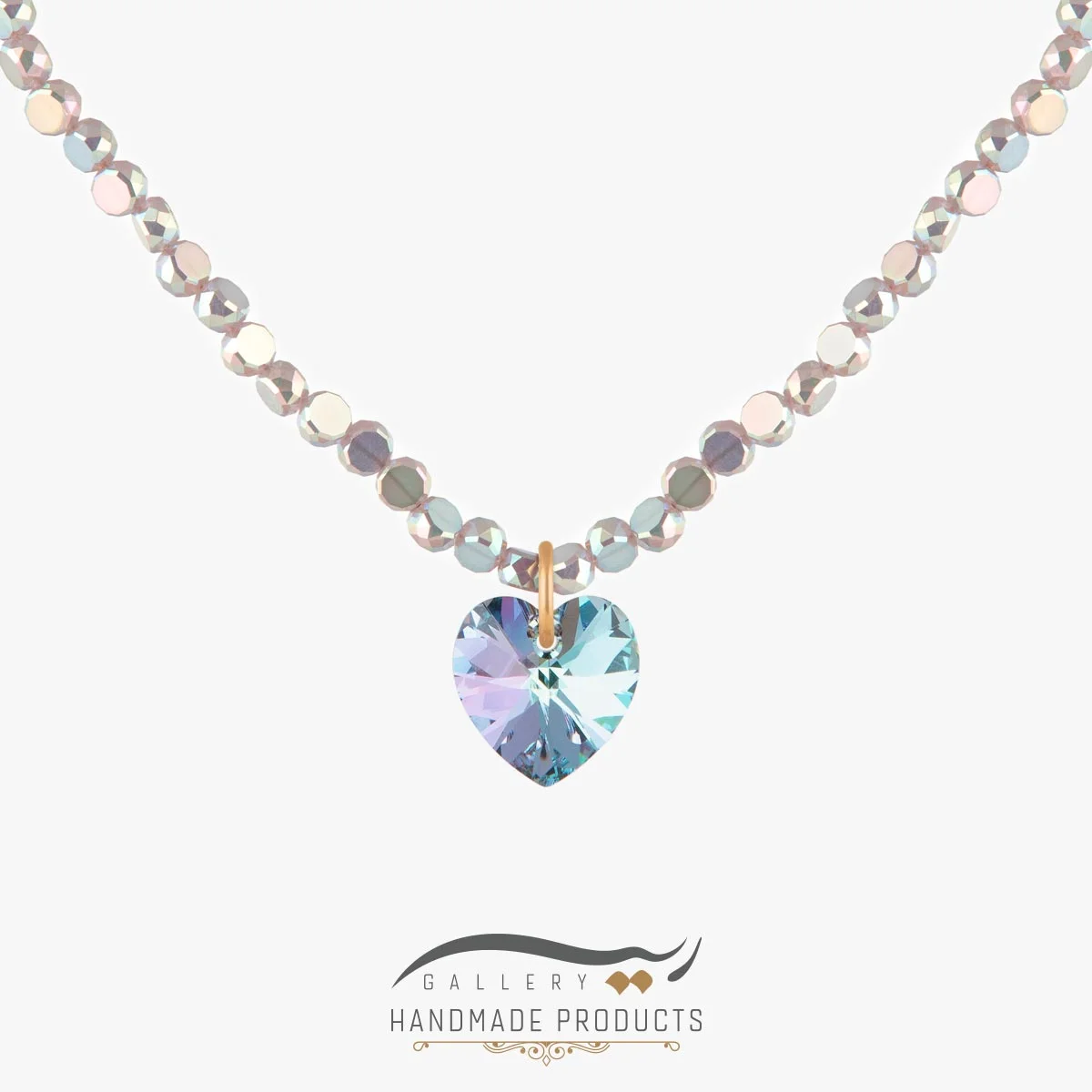 01-Ri3-5389-Gold گردنبند طلا زنانه قلب سواروسکی مولتی کالر