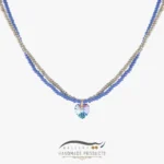 گردنبند طلا زنانه بلو هارت (ساخته شده از قلب طرح سواروسکی، طلا و منجوق)