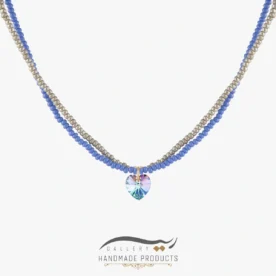 گردنبند طلا زنانه بلو هارت (ساخته شده از قلب طرح سواروسکی، طلا و منجوق)