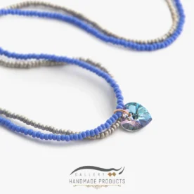 گردنبند طلا زنانه بلو هارت (ساخته شده از قلب طرح سواروسکی، طلا و منجوق)