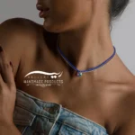 گردنبند طلا زنانه بلو هارت (ساخته شده از قلب طرح سواروسکی، طلا و منجوق)