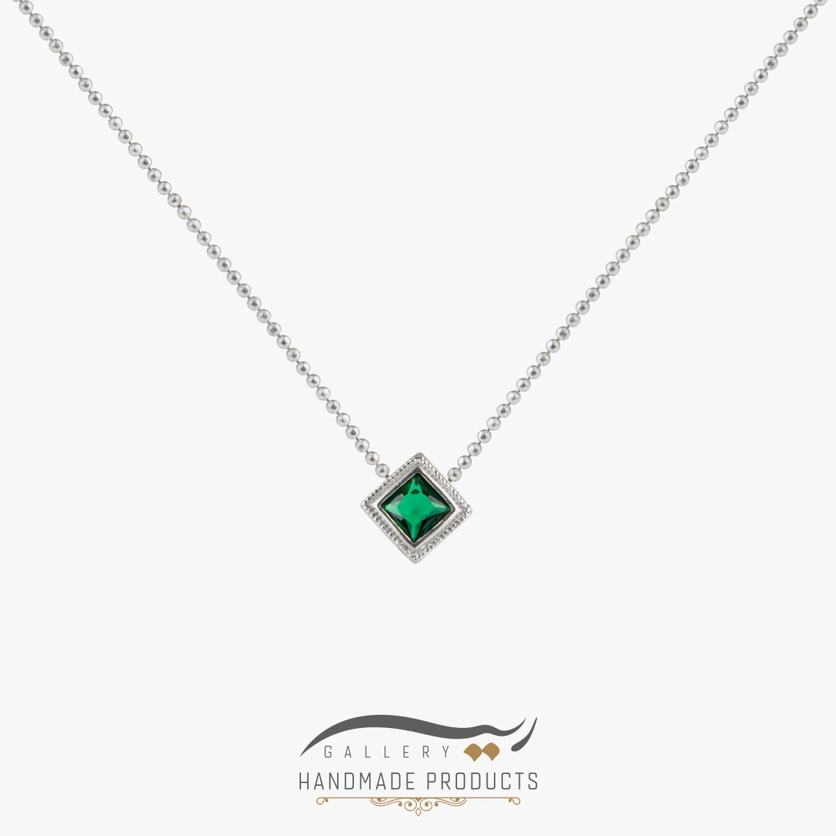 01-Ri3-5440-Silver گردنبند نقره زنانه زمردی