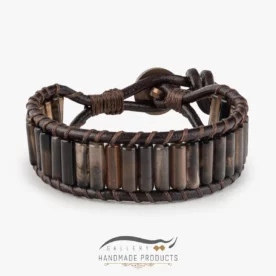 دستبند مردانه چرمی سیداریس ( ساخته شده از چرم، عقیق)