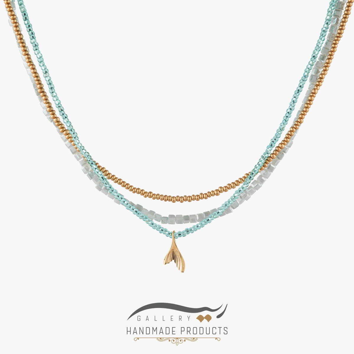 01-Ri3-5448-gold گردنبند طلا زنانه وال (ساخته شده از طلا، کریستال و منجوق)