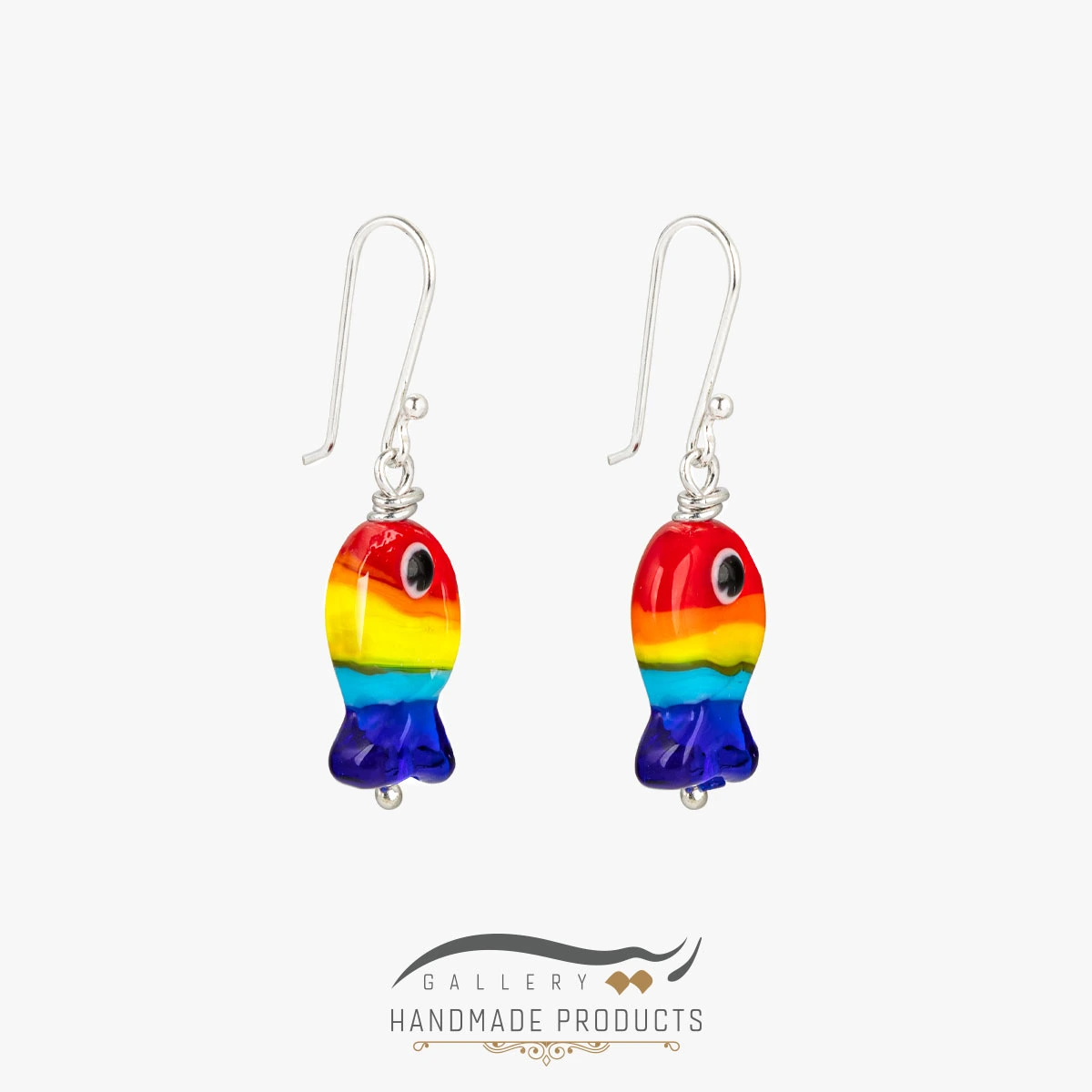 گوشواره نقره زنانه ماهی رنگی