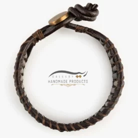 دستبند مردانه چرمی سیداریس ( ساخته شده از چرم، عقیق)