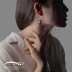 گوشواره نقره زنانه ماهی رنگی (ساخته شده از نقره و سرامیک)