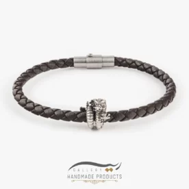 دستبند نقره مردانه چرمی اژدها