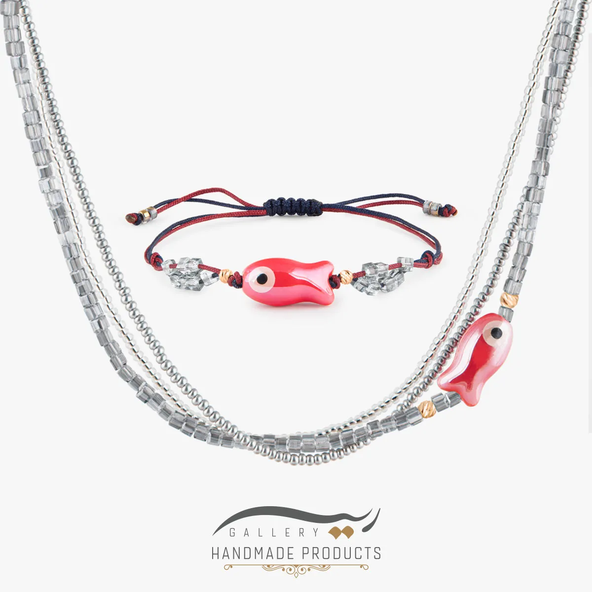 نیم‌ست طلا زنانه ماهی قرمز