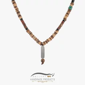 گردنبند نقره مردانه موریس (ساخته شده از نقره، جید، چوب آبنوس، اونیکس،جاسپر،فیروزه)