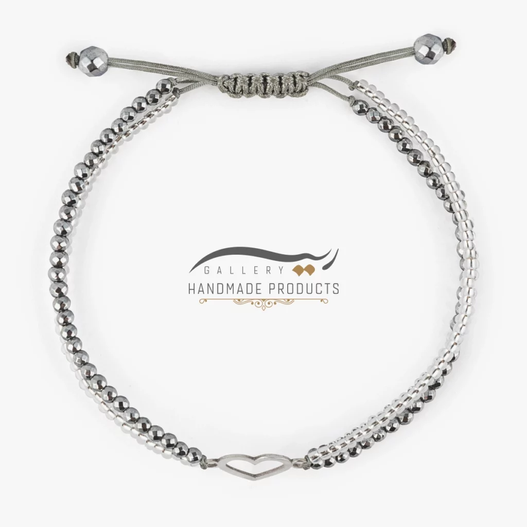 دستبند نقره زنانه قلب مینی یخی