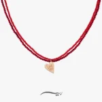 گردنبند طلا زنانه Red (ساخته شده از طلا، عقیق و منجوق)