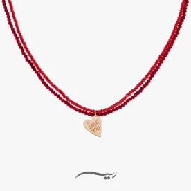 گردنبند طلا زنانه Red (ساخته شده از طلا، عقیق و منجوق)
