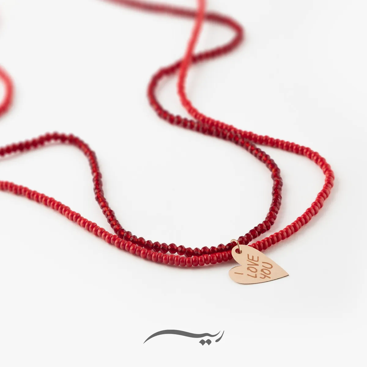 گردنبند طلا زنانه Red (ساخته شده از طلا، عقیق و منجوق)