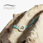 گردنبند طلا زنانه نیلگون (ساخته شده از طلا، صدف، چوب نارگیل و مهره پلاستیکی)